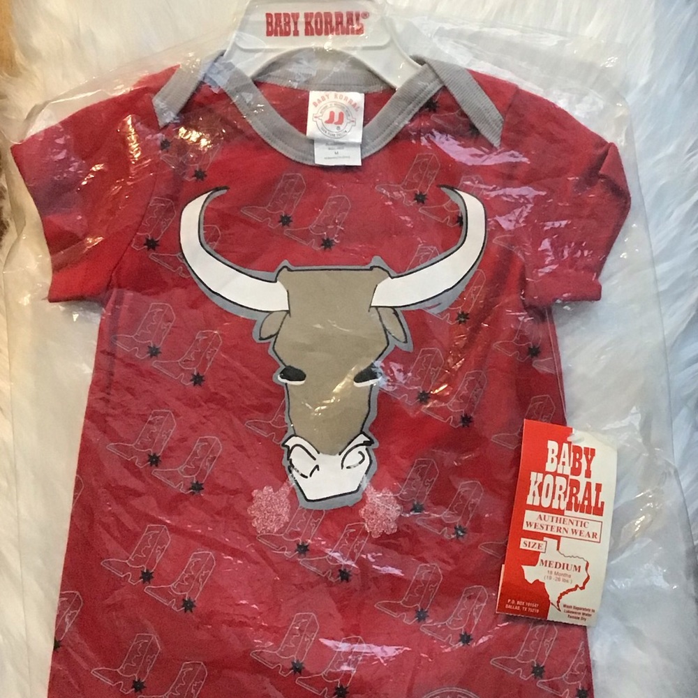 Red Baby Korral Onesie with Bull Design